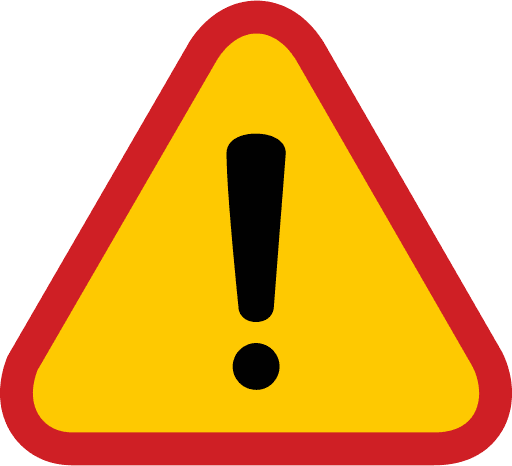 Red-bordered yellow warning triangle with black exclamation mark